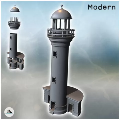 Seaside lighthouse with semicircular annex building and arrow on the roof (12) - Modern WW2 WW1 World War Diaroma Wargaming RPG Mini Hobby by Hartolia Miniatures