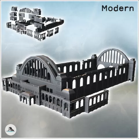 Destroyed Anhalter Bahnhof railway station (Berlin, Germany) - Modern WW2 WW1 World War Diaroma Wargaming RPG Mini Hobby by Hartolia Miniatures