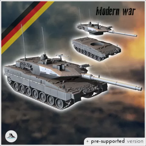 Leopard II 2 A7 German main battle tank - Cold Era Modern Warfare Conflict World War 3 RPG Post-apo WW3 WWIII by Hartolia Miniatures
