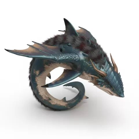 Dragon-shark curved swim, dinosaur, dino, prehistoric, jurassic, fossil, reptile, creature, monster, fantasy, dragon, beast