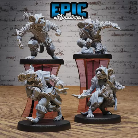 Mice Folk Raider Set / Rat Warrior / Mouse Fighter / Wildling Bandit / Barbarian Animal by Epic-Miniatures