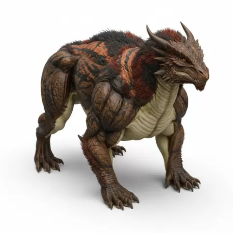 Drake (wingless dragon) heavy stance, dinosaur, dino, prehistoric, jurassic, fossil, reptile, creature, monster, fantasy, dragon, beast
