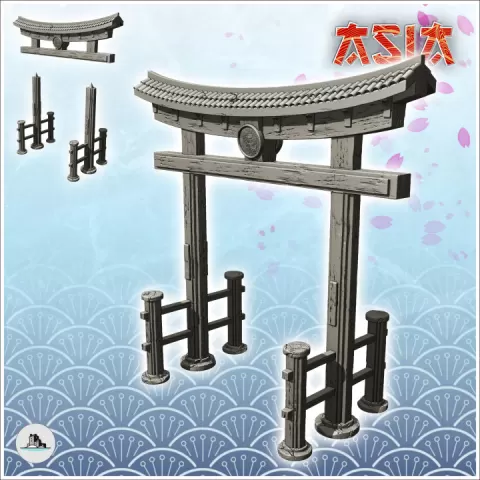 Oriental wooden Tory gate (1) - Medieval Asia Feudal Asian Traditionnal Ninja Oriental by Hartolia Miniatures