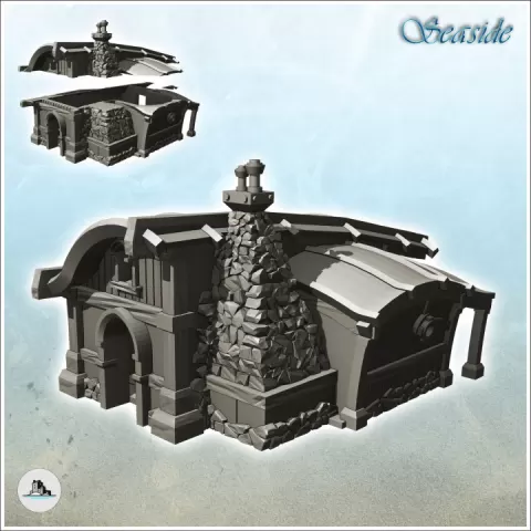 Medieval forge with stone fireplace and annex (1) - Pirate Jungle Island Beach Piracy Caribbean Medieval Skull Renaissance by Hartolia Miniatures