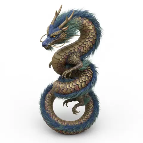 Eastern dragon coiled spiral, dinosaur, dino, prehistoric, jurassic, fossil, reptile, creature, monster, fantasy, dragon, beast