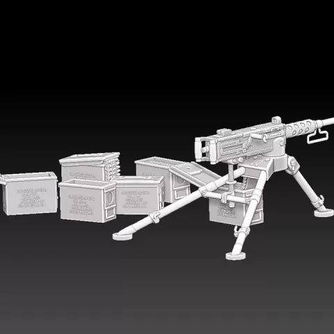 Exclusive M2 Browning Heavy Machine Gun and Ammo Crates in 25 and 28mm by Dobromir Antonov