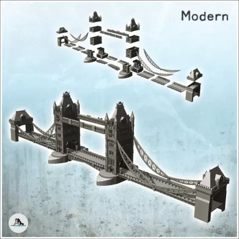 Tower Bridge over the Thames (London, United Kingdom) - World War Two Second WWII Western campaign USA UK Germany by Hartolia Miniatures
