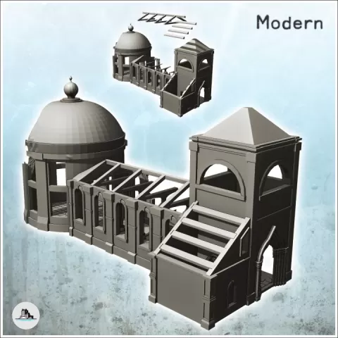 Church ruin with dome, frame and bell tower (4) - World War Two Second WWII Western campaign USA UK Germany by Hartolia Miniatures