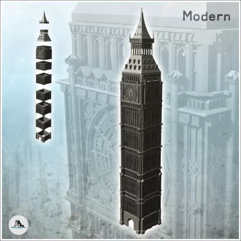 Big Ben Tower (London, United Kingdom) - World War Two Second WWII Western campaign USA UK Germany by Hartolia Miniatures