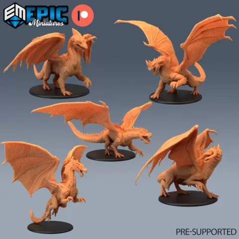 Legendary Adult Dragon Set / Epic Drake / Winged Mountain Encounter / Ancient Magical Beast / Evil Dragonborn / Draconic Army by Epic-Miniatures