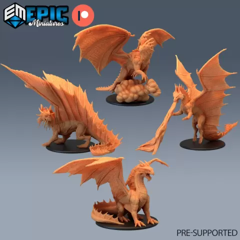 Adult Dragon Set / Legendary Drake / Winged Mountain Encounter / Ancient Magical Beast / Evil Dragonborn / Draconic Army by Epic-Miniatures