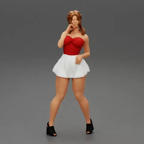 Sexy woman wearing mini skirt in a sexy pose by 3DGeschaft Miniatures Figures