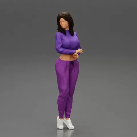 Beautiful girl in sporty outfit standing by 3DGeschaft Miniatures Figures
