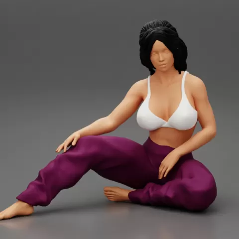Pretty Woman In Bra And pants Sitting On The Floor by 3DGeschaft Miniatures Figures