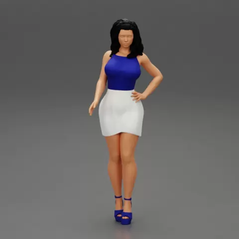 Sexy secretary Girl Wearing Skirt and Shirt by 3DGeschaft Miniatures Figures