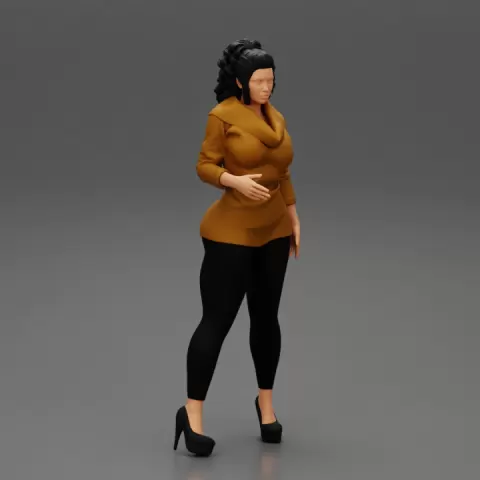 Beautiful Brunette Woman in Sweater and high heels by 3DGeschaft Miniatures Figures