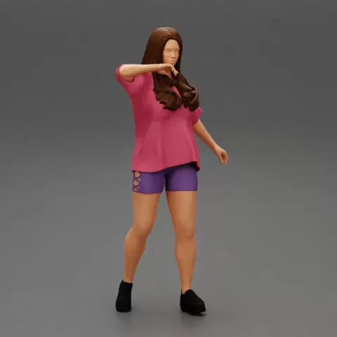Beautiful Woman in Oversize T-shirt and short by 3DGeschaft Miniatures Figures