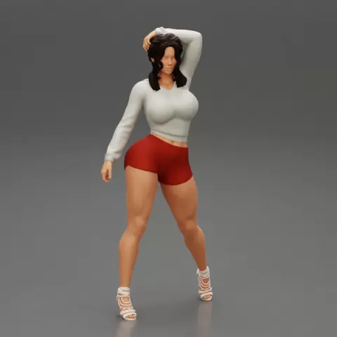 woman in a fashion outfit with hairstyle pigtails by 3DGeschaft Miniatures Figures