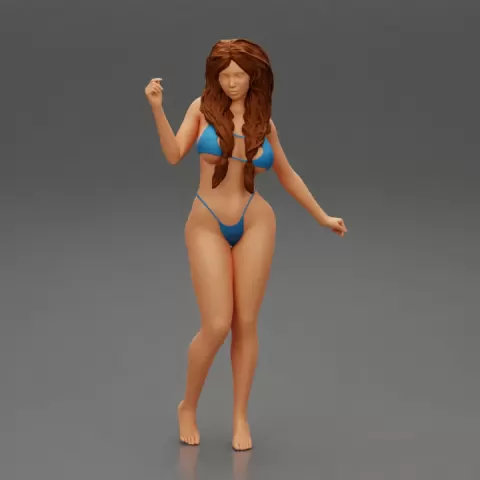 Sexy woman with long hair in bikini by 3DGeschaft Miniatures Figures