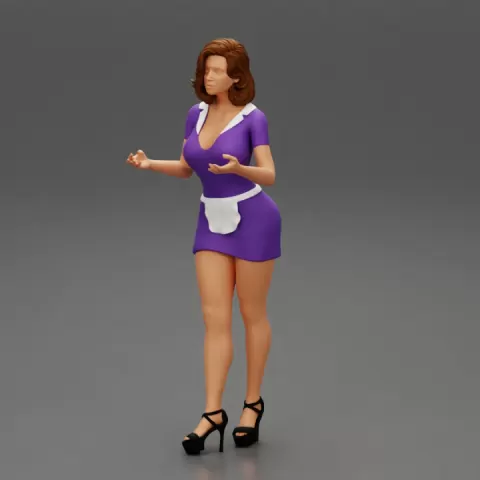Sexy maid woman in a mini dress by 3DGeschaft Miniatures Figures