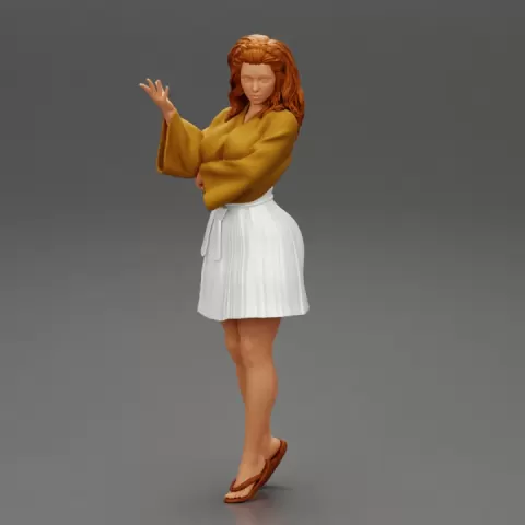 Beautiful Girl Wearing Skirt and Shirt by 3DGeschaft Miniatures Figures