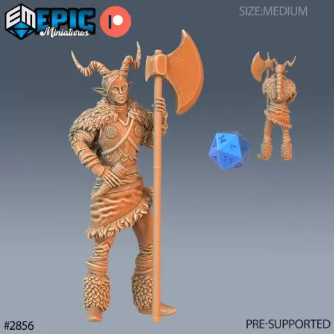 Tiefling Viking Female / Ruthless Nordic Warrior / Evil Norse Raider / Wildling / Devil Barbarian by Epic-Miniatures