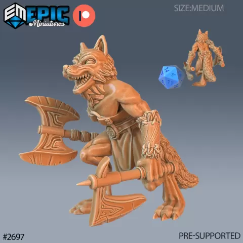 Fox Folk Tribe Berserker / Feline Humanoid / Catfolk Warrior / Male Fennek / Wild Animal Encounter by Epic-Miniatures