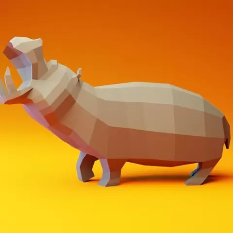 🦛 Low Poly Hippopotamus 3D Model STL