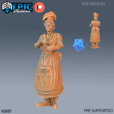 Grandma Cooking / Female Human Character / North Pole Villager / Mysterious Old Woman by Epic-Miniatures