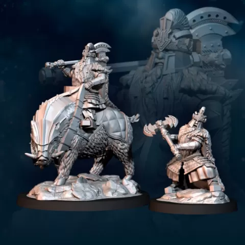 Silver Goat Dwarves Lord Iron - Foot and Mounted | Silver Goat Dwarves | Fantasy by Davale Games ©