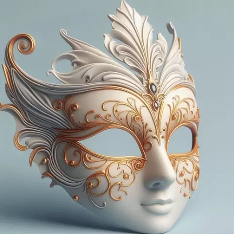 3206 Venetian Carnival Mask Color 3D Model, figurine, luxury, character, mask, gothic, magic, stl, monster, wizard, witch, werewolf, decorative, minimalist, 3d, skeleton, fantasy, skull, venetian, carnival, STL
