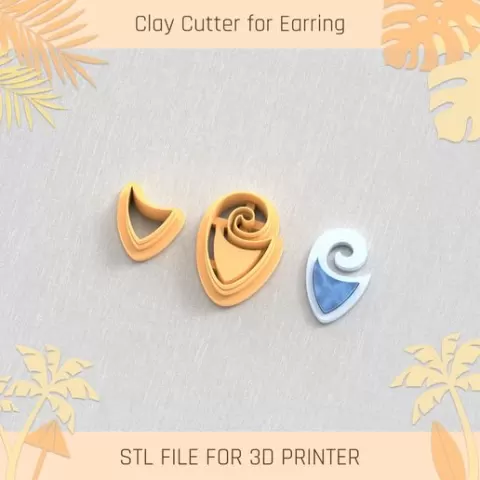 Wave Earring with Precious Stone B