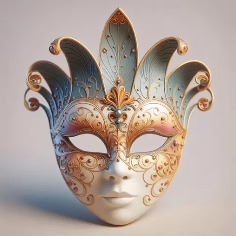 3194 Venetian Carnival Mask Color 3D Model, figurine, luxury, character, mask, gothic, magic, stl, monster, wizard, witch, werewolf, decorative, minimalist, 3d, skeleton, fantasy, skull, venetian, carnival
