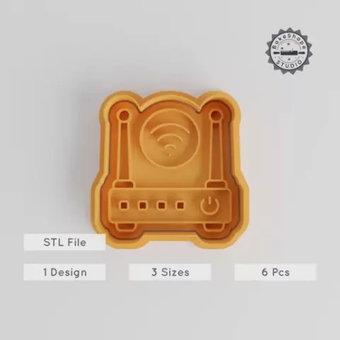 Wireless Router Cookie Cutter & Stamp, Perfect for Cookies & Fondant, Set of 6 Sizes S/M/L