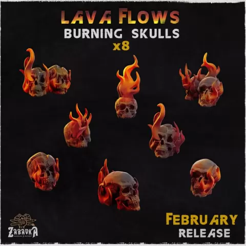 Burning Skulls - Basing Bits (Lava Flows) by Zabavka Workshop