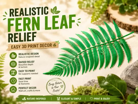 Realistic Fern Leaf Relief | Easy 3D Print Decor