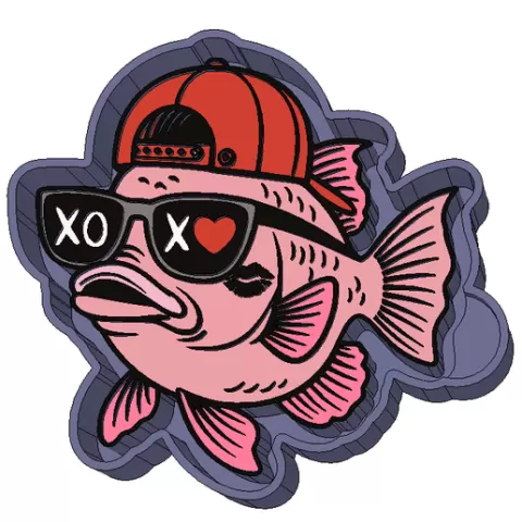 Valentine Bass Fish STL freshie Mold Housing for Silicone & Resin | XOXO Sunglasses Fish