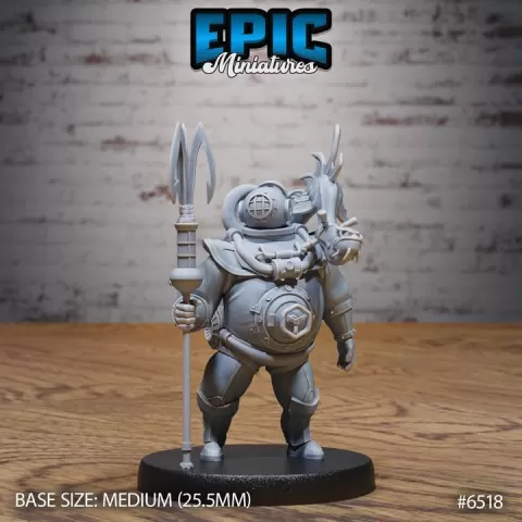 Deep Sea Diver / Water Warrior / Underwater Fighter / Sea Officer / Steampunk Battle Army / Loot Hunter / Ocean Encounter by Epic-Miniatures