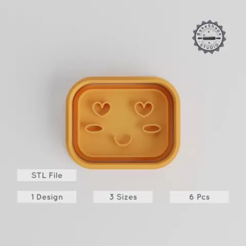 Kawaii Face Cookie Cutter & Stamp Set, 6-Piece Collection, Cute Emotion Designs, S/M/L Sizes, Perfect for Fondant