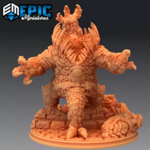 Gem Devourer Attacking / Treasure Eater / Earth Elemental Creature / Classic Encounter by Epic-Miniatures