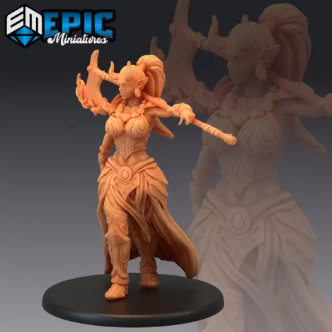 Efreeti Female Flame Axe / Fire Elemental Djinn / Ifrit Girl / Inferno Genie by Epic-Miniatures