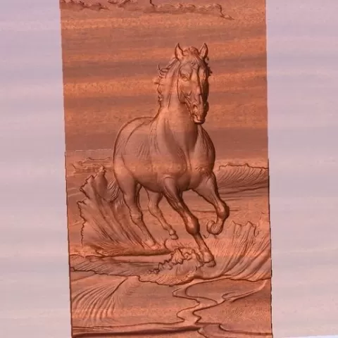 Raging horse grayscale 3d