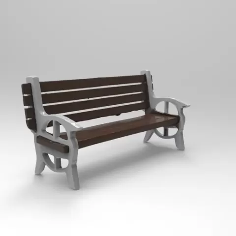 Urban Wooden Bench 1/32 Scale – Metal Frame Street Seat for Dioramas