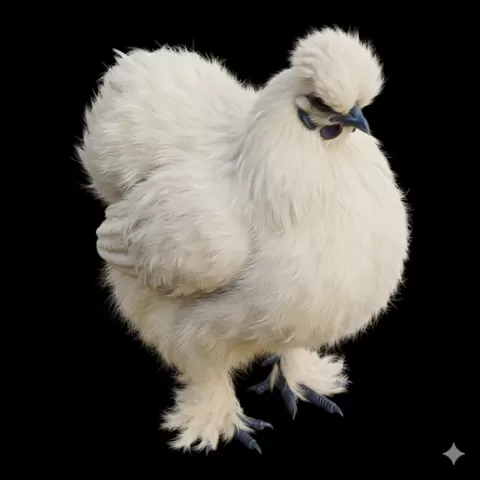 Silkie chicken fluffy rounded, bird, birds, avian, animal, wildlife, nature, wings, feathers, beak, flight, flying, perch