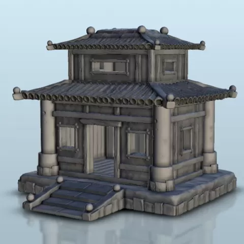 Oriental temple 9 - Age of Sigmar Bolt Action Flames of War scenery terrain wargame Modern by Hartolia Miniatures