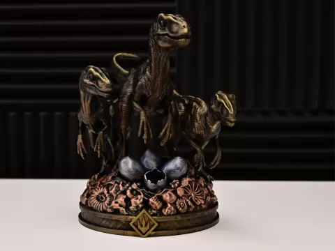 Raptor Pack Statue – Dinosaur Sculpture