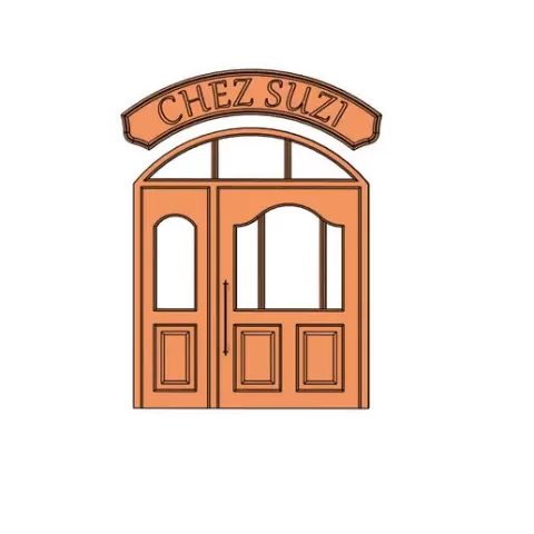 café door with sign