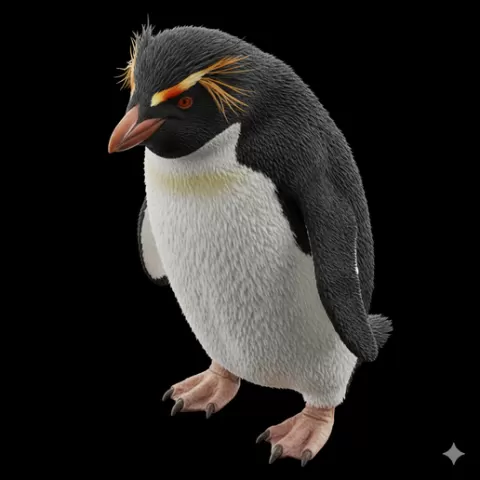 Macaroni penguin forward stance, bird, birds, avian, animal, wildlife, nature, wings, feathers, beak, flight, flying, perch
