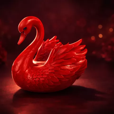 Red Swan 3D Print Valentine’s Day Decor – Romantic Love Swan Sculpture – Unique Gift for Her or Him – Home Romance Ornament