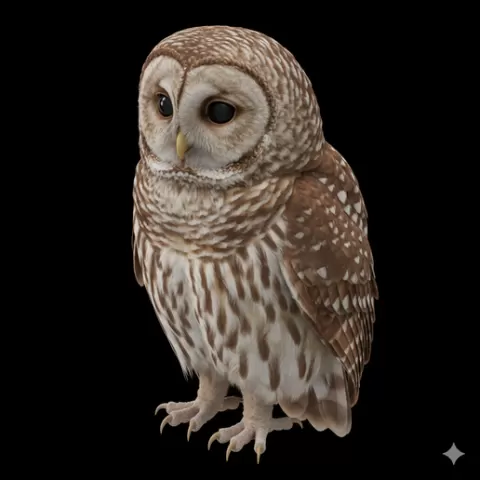 Barred owl upright neutral, bird, birds, avian, animal, wildlife, nature, wings, feathers, beak, flight, flying, perch